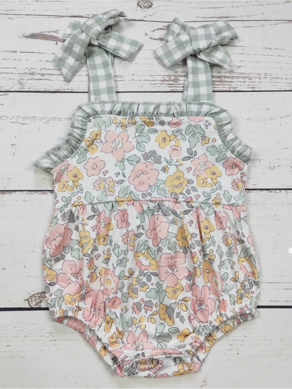 Floral Tie-Shoulder Baby Bubble Romper - Pastel Multi